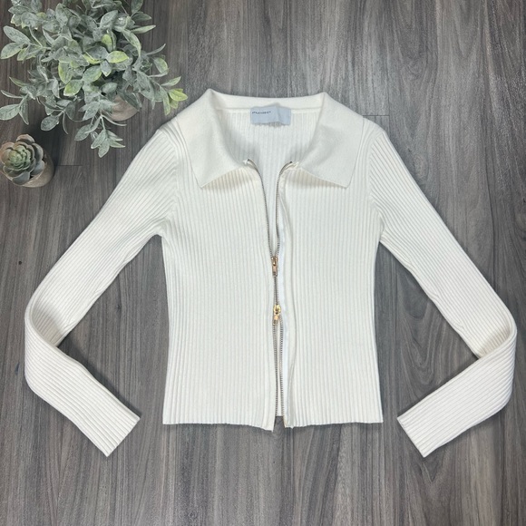 Style Addict Double Zip White Knit Sweater - Picture 7 of 13